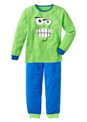 Pijama para niños (2 piezas) Verde chillón estampado-azul